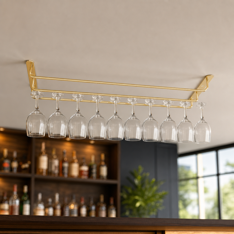 Product image #3 for Winco 16-Inch Ceiling-Mounted Brass-Plated Wire Glass Hanger