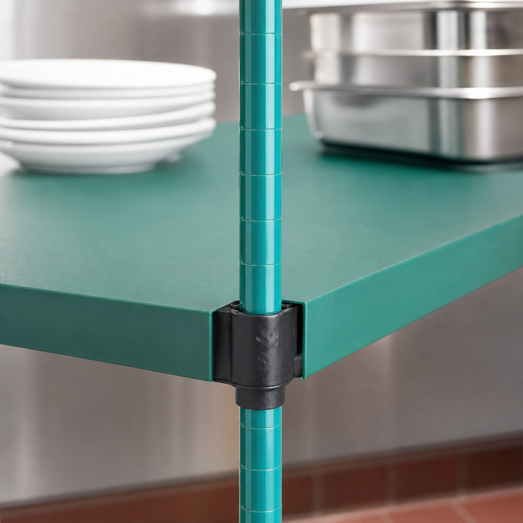 Product image #3 for QuadPlus Solid Green Polymer Shelf Mat, 54 x 21 Inches, with Quad-Adjust Wire Frame