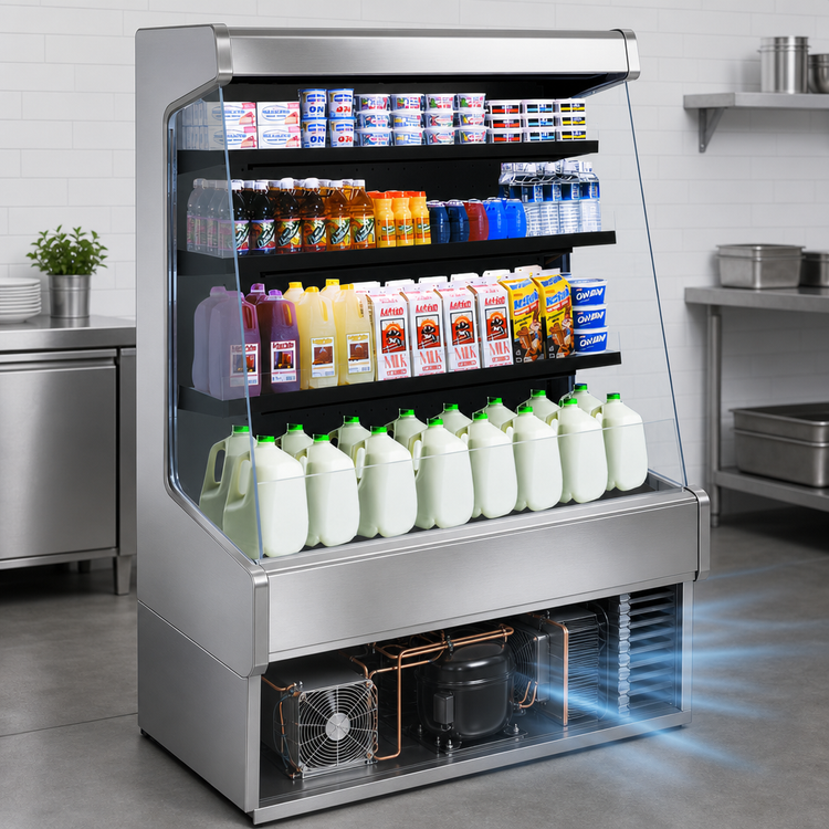 Product image #3 for Howard-McCray 30E Series 39-Inch Multi-Purpose Rear Loading Open Merchandiser, Self-Contained, Stainless Steel