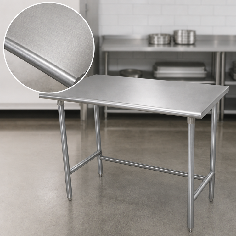 Product image #3 for Advance Tabco TAG-365 60" x 36" Flat Top 430 Stainless Steel Work Table with Galvanized Open Base