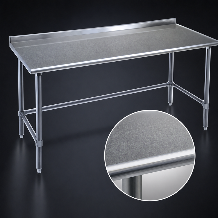 Product image #3 for Eagle Spec-Master 144" W x 24" D Stainless Steel Work Table with Rear Upturn and Tubular Base