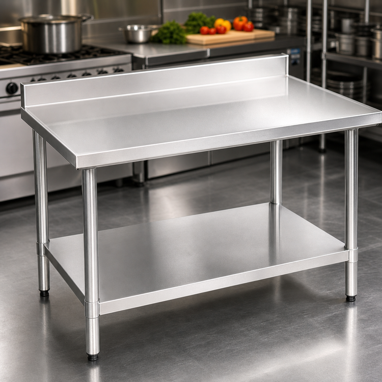 Product image #3 for Spec-Master Marine Series Stainless Steel Work Table with 4-1/2-Inch Backsplash and Adjustable Undershelf, 60 x 30 Inches
