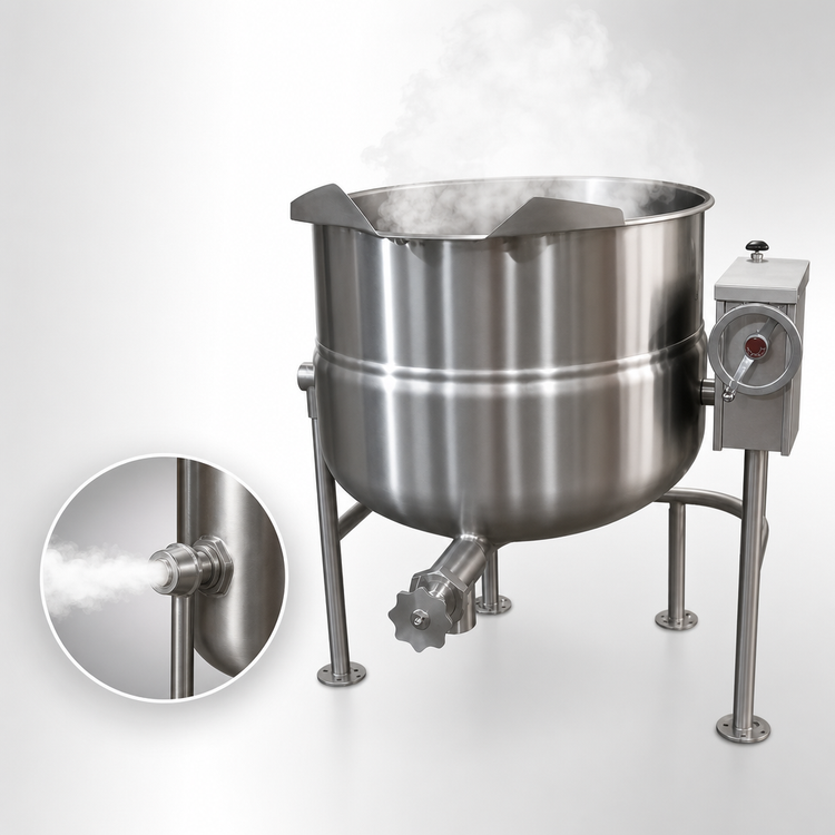 Product image #3 for Crown DLT-20 20 Gallon Direct Steam Tilting Kettle with Tri-Leg Base