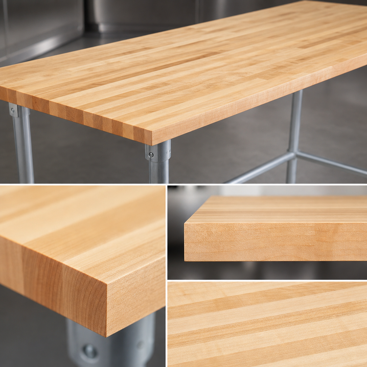 Product image #3 for John Boos HNB06 120" x 24" Wood Top Work Table with Northern Hard Rock Maple Top