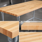 Thumbnail image #3 for John Boos HNB06 120" x 24" Maple Wood Top Work Table, 1-3/4" Thick, Galvanized Open Base, No Backsplash