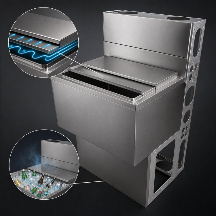 Product image #3 for BK Resources 31-Inch Underbar Ice Bin with 10-Circuit Cold Plate, 100 lb Capacity