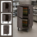 Thumbnail image #4 for Cambro Ultra Camcart® UPC1600194 Double-Compartment Front-Loading Insulated Food Pan Cart, 16 Full-Size 4-Inch Pans, Polyethylene