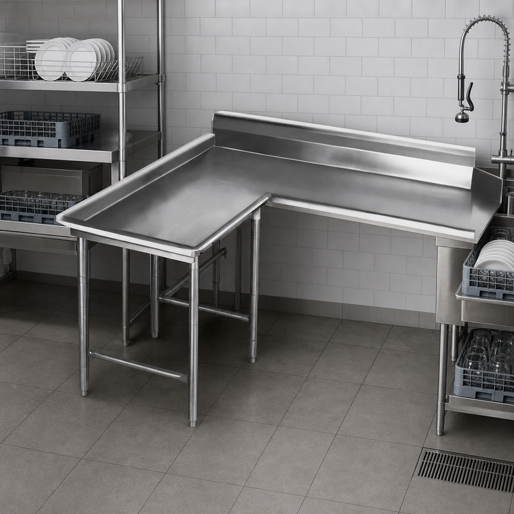 Product image #3 for Eagle Group 96-Inch Left-Hand Island Clean Dishtable, 16-Gauge Type 304 Stainless Steel