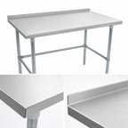 Thumbnail image #3 for John Boos Stallion ST4R1.5-3084GBK 84-Inch x 30-Inch Stainless Steel Work Table, 14-Gauge 300 Series, 1-1/2-Inch Rear Up-Turn, Open Base