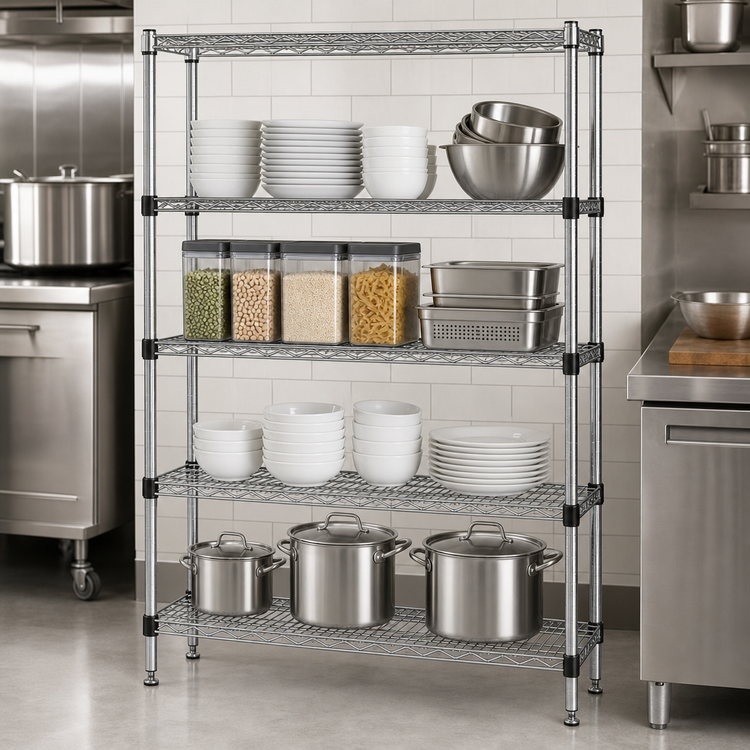 Product image #3 for Add-A-Shelf 4-Tier Wire Shelving Starter Unit, 48W x 14D x 63H, Chrome Finish