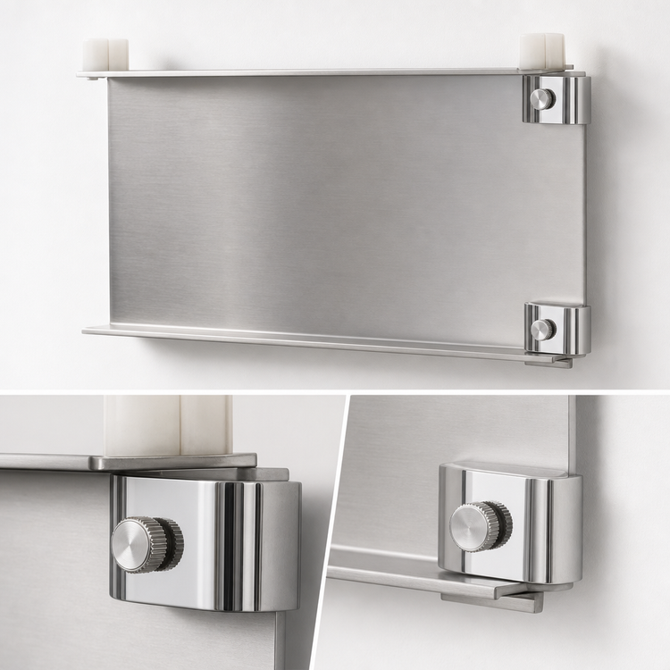 Product image #3 for Eagle Group 18-Inch Stainless Steel Double Knob Foot Bracket for Cantilevered Shelving Systems