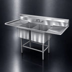 Thumbnail image #3 for Eagle Group Spec-Master FN2840-2-36R-14/3 Two-Compartment Stainless Steel Sink, Right 36-Inch Drainboard, 81-1/2-Inch Wide, 14-Gauge