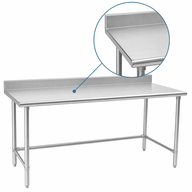 Product image #3 for Eagle Group BlendPort® Deluxe Series 48 x 30 Inch 16 Gauge 300 Series Stainless Steel Work Table with 4-1/2 Inch Backsplash