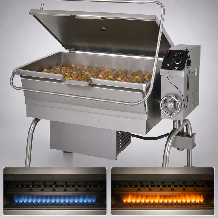 Product image #3 for Cleveland Range PowerPan 30-Gallon Natural Gas Tilting Skillet with Manual Tilt and Open Base