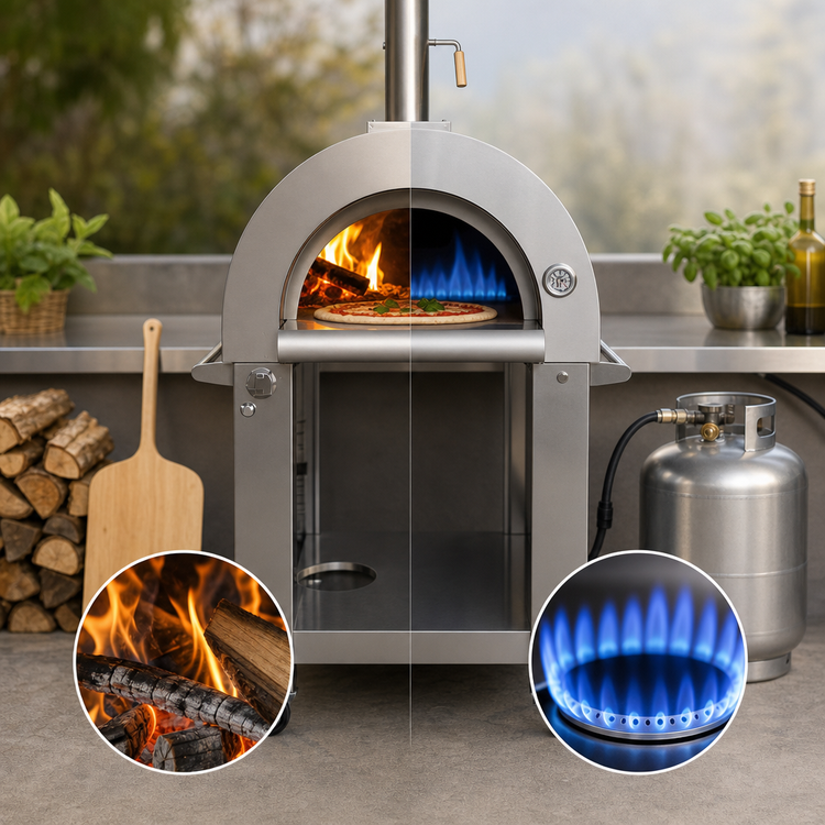 Product image #3 for Omcan Portable Wood Burning and Propane Gas Countertop Pizza Oven