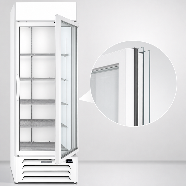 Product image #3 for Beverage-Air MarketMax 23.32 Cu. Ft. One-Section Reach-In Glass Door Refrigerated Merchandiser, White