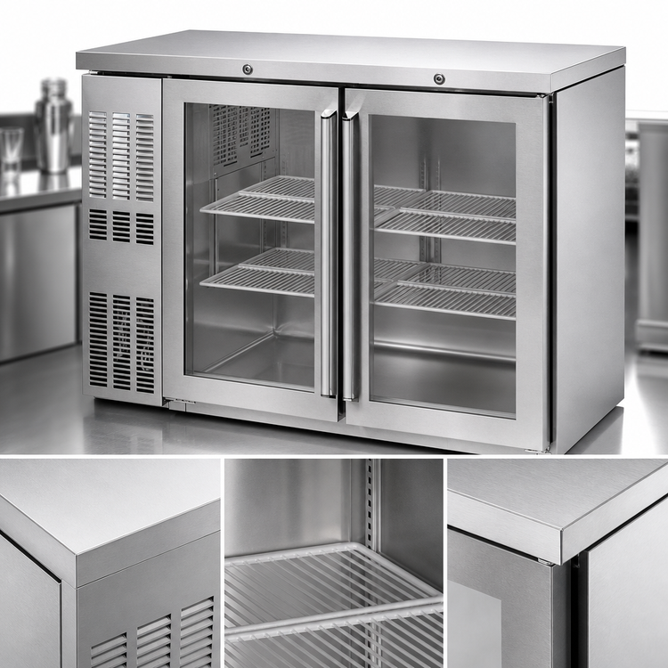 Product image #3 for Kool-It Signature 48-Inch Two-Section Glass Door Back Bar Cooler with Stainless Steel Top