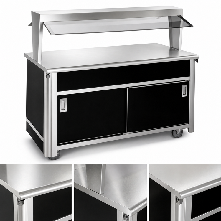 Product image #3 for Atlas Metal BLU-3-BU 50" Mobile Buffet Utility Unit Serving Counter