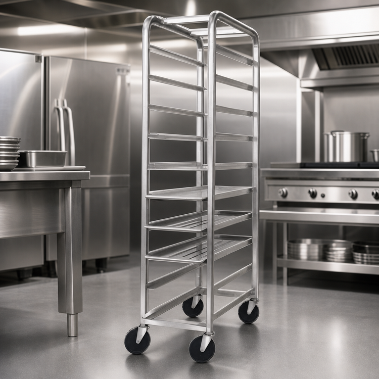 Product image #3 for Channel Mobile Stainless Steel End-Load Platter Rack, 6-Platter Capacity, 10.5-Inch Slides