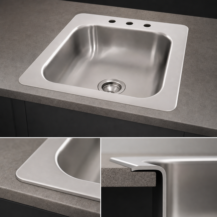 Product image #3 for Advance Tabco Smart Series™ 1-Compartment Drop-In Sink, 17" x 19" Overall, 14" x 14" Bowl, 7-1/2" Deep