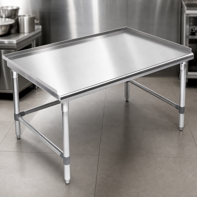 Product image #3 for John Boos 60" x 30" 24-Inch High 16-Gauge Stainless Steel Equipment Stand with Upturned Back and Sides