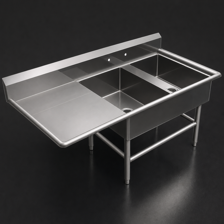 Product image #3 for John Boos Pro-Bowl 2-Compartment Stainless Steel Sink with Left Drainboard and Legs