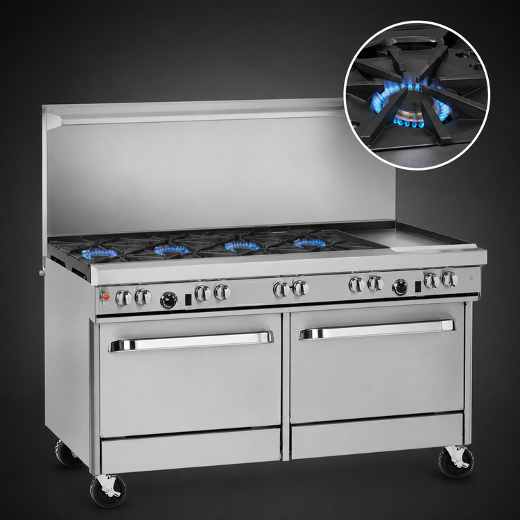 Product image #3 for Southbend Ultimate 60-Inch Gas Restaurant Range with 4 Star/Sauté Burners, 36-Inch Griddle and 2 Cabinets
