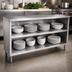 Thumbnail image #4 for John Boos 48-Inch Open Front Stainless Steel Dish Cabinet with Mid-Shelf