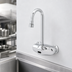 Thumbnail image #3 for ChekPoint Electronic Wall-Mount Touchless Faucet with Rigid Gooseneck Spout, 4-Inch Centers, Chrome-Plated Brass, 1.2 GPM