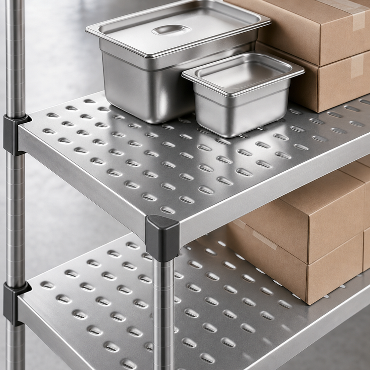Product image #3 for Metro Super Erecta 48" x 18" Louvered Embossed Stainless Steel Shelf with Ship's Edge