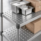 Thumbnail image #3 for Metro Super Erecta 1848LS 48"W x 18"D Louvered Embossed 304 Stainless Steel Shelf with Raised Ship's Edge