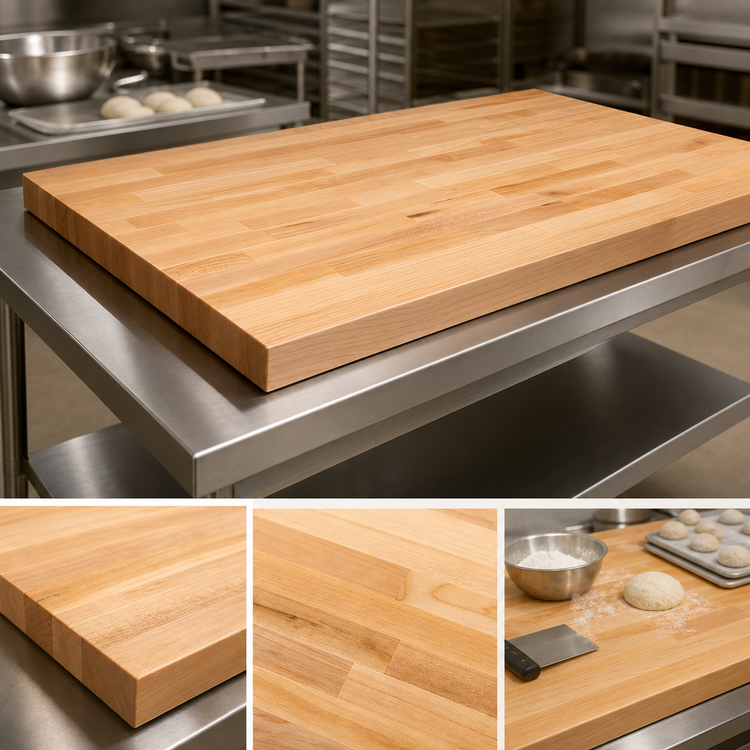 Product image #3 for John Boos 144 x 36 x 2-1/4 Inch Thick Edge Grain Hard Rock Maple Work Table Top