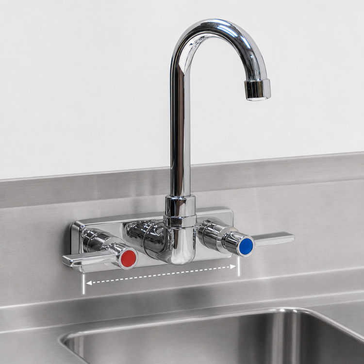 Product image #3 for Advance Tabco Lead-Free Splash-Mounted Commercial Faucet with 3-1/2-Inch Gooseneck Spout, 4-Inch Centers