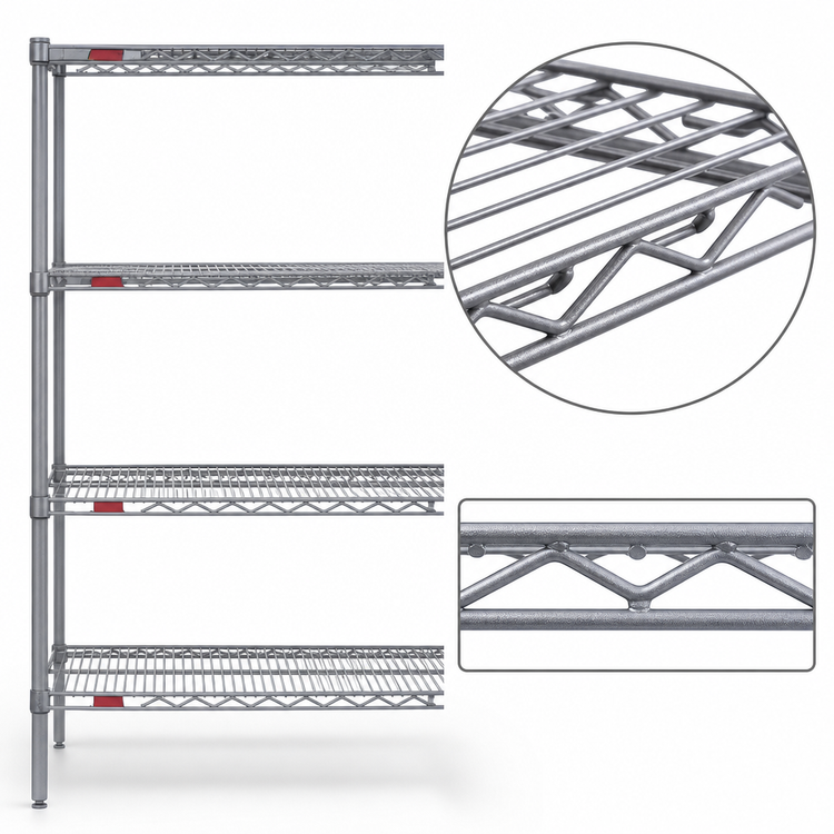Product image #3 for Eagle Group Valu-Master 4-Tier Add-On Wire Shelving Unit, 36 x 24 x 63 Inches, Pewter Gray Epoxy