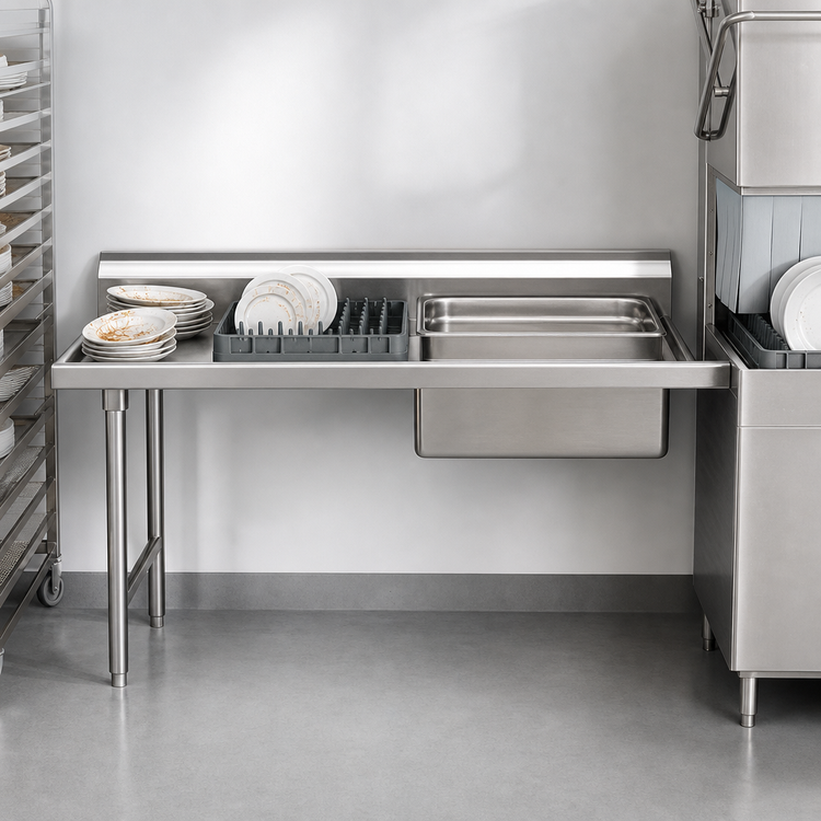 Product image #3 for Eagle Group Straight Soiled Dishtable with 20 x 20 x 5-Inch Pre-Rinse Sink, 72 x 30 Inches, Left-to-Right Operation
