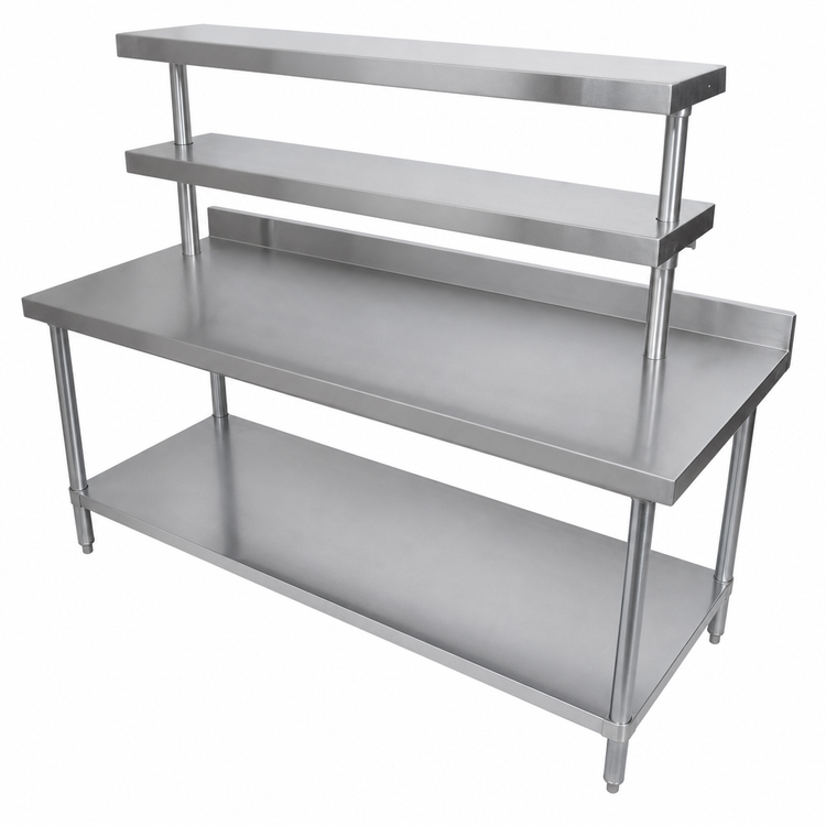 Product image #3 for BK Resources 61-Inch Adjustable Stainless Steel Plate Shelf for EQ-WS60 Work Shelf