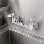 Thumbnail image #3 for T&S Brass equip 5F-8WLX00-EE 8-Inch Wall-Mount Mixing Faucet, Less Nozzle, Lever Handles, Ceramic Valves, Low-Lead