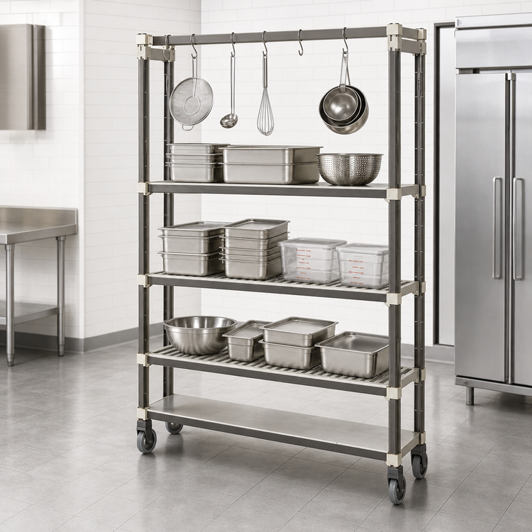 Product image #3 for Camshelving Elements XTRA High Density Top Rail Mobile Starter Unit, 21-Inch Deep x 48-Inch Long x 80-Inch High, 4-Tier, 3 Vented + 1 Solid