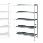 Thumbnail image #3 for Fermod Fermostock 5R64A83-E 5-Tier Add-On Polymer Shelving Unit, 64 in. W x 14 in. D x 83 in. H, Gray, Perforated