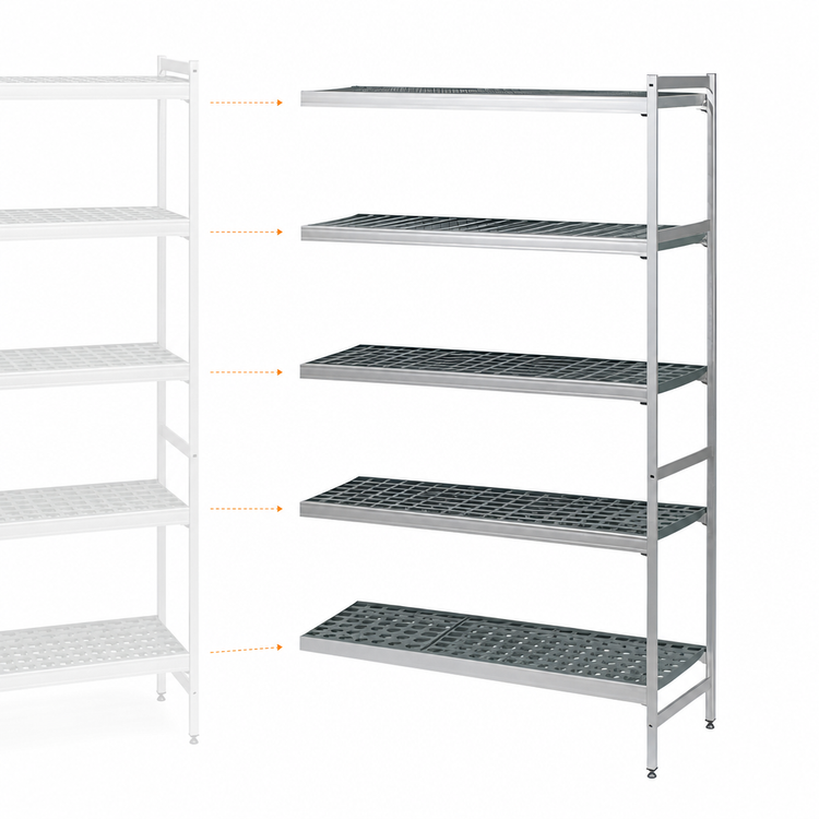 Product image #3 for Fermostock 5-Tier Add-On Polymer Shelving Unit Expansion Kit, 64 in. W x 14 in. D x 83 in. H