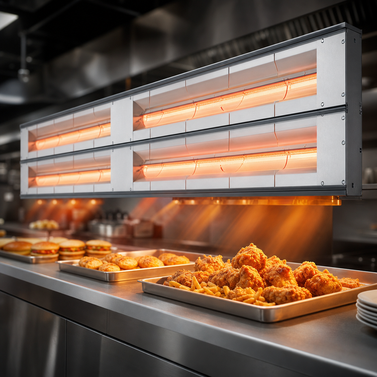 Product image #3 for Hatco Glo-Ray® Max Watt Lighted Dual Infrared Strip Heater, 132-Inch, Aluminum, 6-Inch Spacer