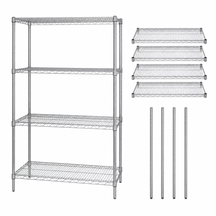 Product image #3 for Quantum 36 in. W x 30 in. D x 54 in. H Stationary Wire Shelving Starter Kit, Chrome Plated, 600-800 lb Capacity