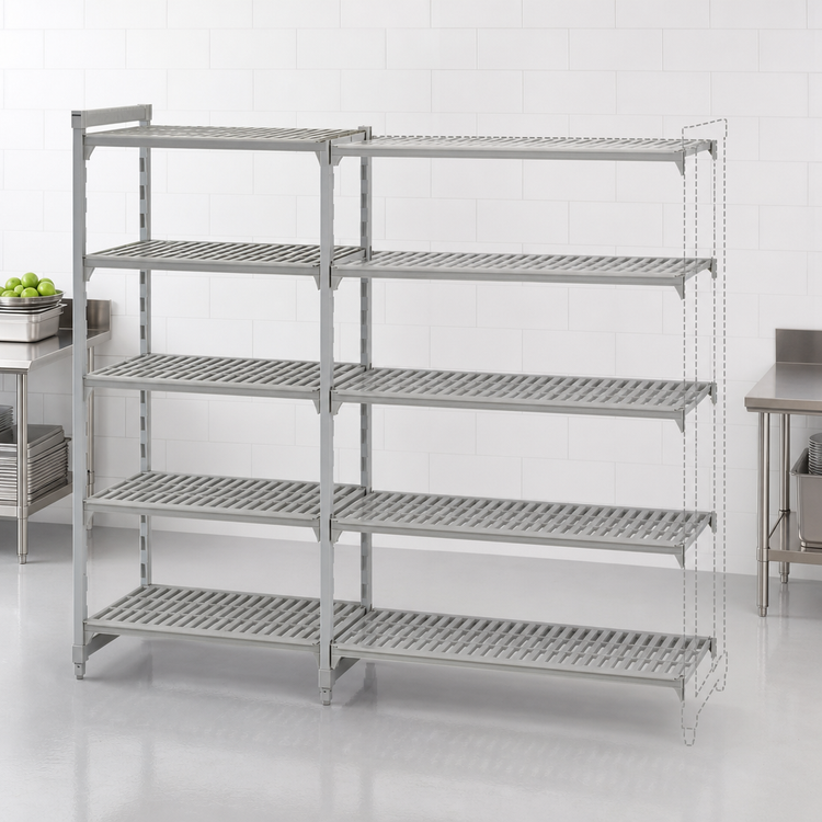 Product image #4 for Cambro Camshelving Premium 5-Tier Add-On Polymer Shelving Unit, 21" Deep x 48" Wide x 84" High, Vented & Solid