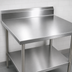 Thumbnail image #3 for BK Resources 30 x 30 18-Gauge 430 Stainless Steel Corner Work Table with 5 Inch Backsplash and Adjustable Undershelf