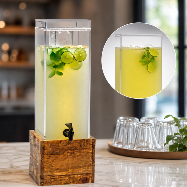 Product image #3 for Madera 3 Gallon Acrylic Beverage Dispenser with Infuser and Rustic Pine Base