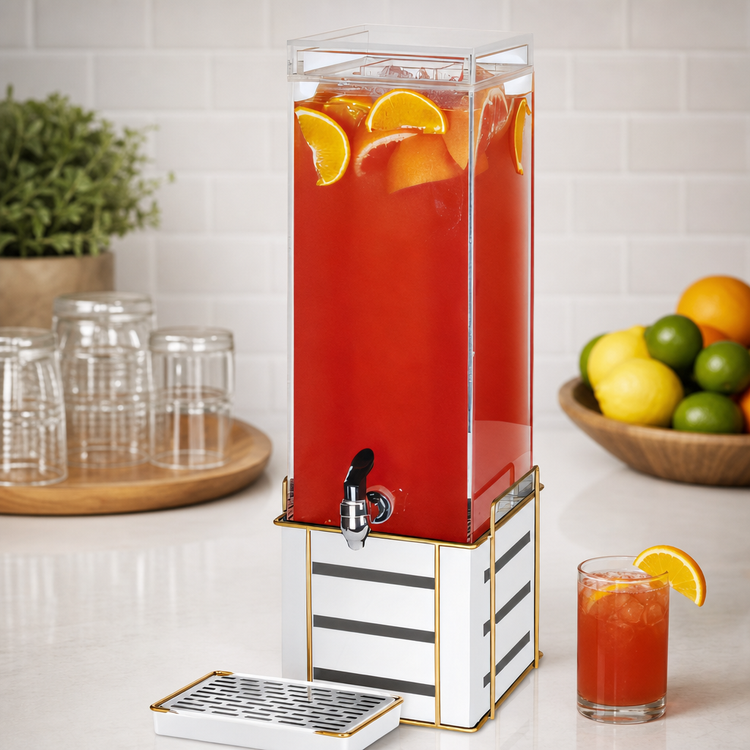 Product image #3 for Empire 3-Gallon Single Acrylic Beverage Dispenser with Ice Chamber, Drip Tray, and Spigot