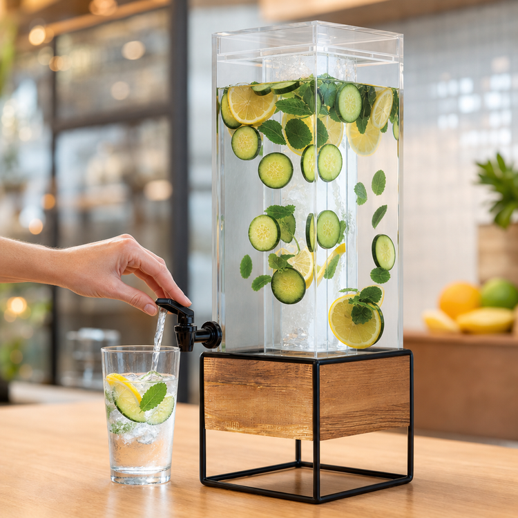Product image #3 for Madera 3 Gallon Square Beverage Dispenser with Infusion Chamber