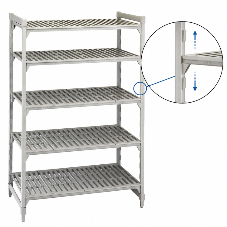 Product image #4 for Cambro Camshelving Premium 5-Tier Vented Stationary Starter Unit, 24" x 60" x 72", Speckled Gray
