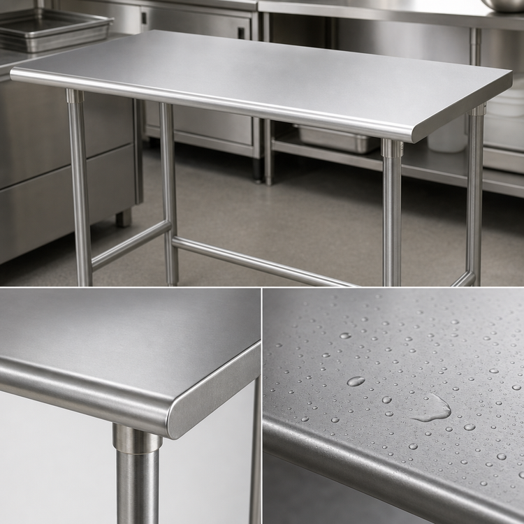Product image #3 for Advance Tabco 84-Inch x 24-Inch 304 Stainless Steel Flat Top Work Table with Galvanized Open Base