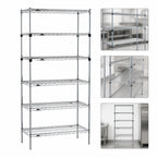 Thumbnail image #3 for Metro Super Erecta SEZ-183674C-S-42 6-Tier Chrome Wire Shelving Unit, 36"W x 18"D x 74"H, Stationary Starter